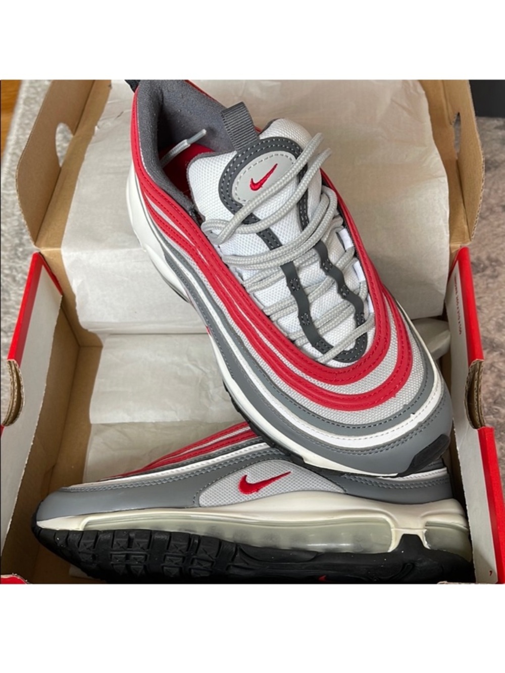 Nike Air Max 97 Sneakers - Grey/Red/White